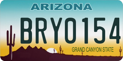 AZ license plate BRY0154