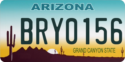 AZ license plate BRY0156
