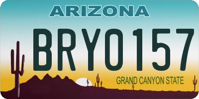 AZ license plate BRY0157