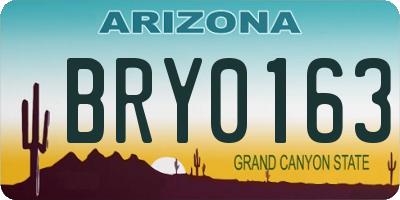 AZ license plate BRY0163