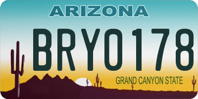 AZ license plate BRY0178