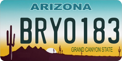 AZ license plate BRY0183