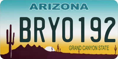 AZ license plate BRY0192