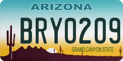 AZ license plate BRY0209