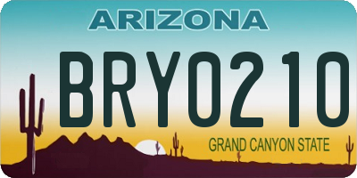 AZ license plate BRY0210