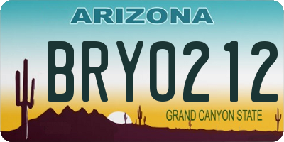 AZ license plate BRY0212