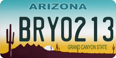 AZ license plate BRY0213