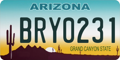 AZ license plate BRY0231