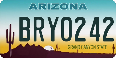 AZ license plate BRY0242