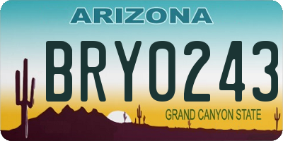 AZ license plate BRY0243