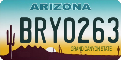 AZ license plate BRY0263