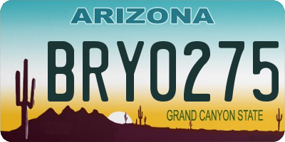 AZ license plate BRY0275