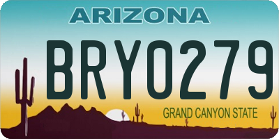 AZ license plate BRY0279