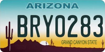 AZ license plate BRY0283