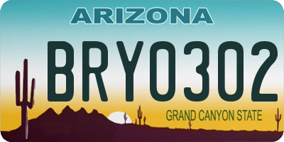 AZ license plate BRY0302