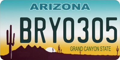 AZ license plate BRY0305