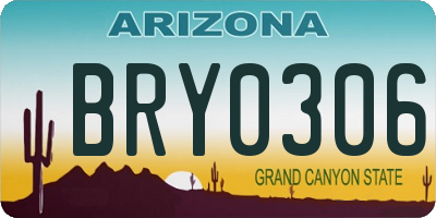 AZ license plate BRY0306