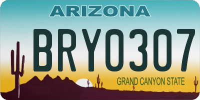 AZ license plate BRY0307