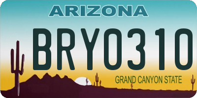 AZ license plate BRY0310