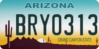 AZ license plate BRY0313