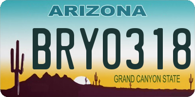 AZ license plate BRY0318
