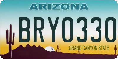 AZ license plate BRY0330