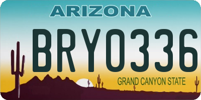 AZ license plate BRY0336