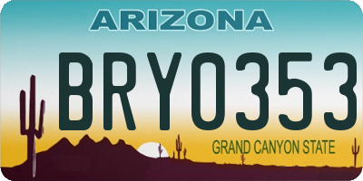 AZ license plate BRY0353