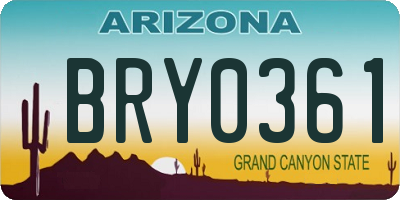 AZ license plate BRY0361