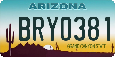 AZ license plate BRY0381