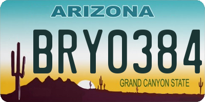AZ license plate BRY0384