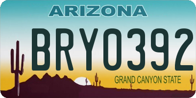 AZ license plate BRY0392