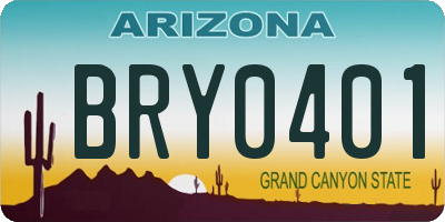 AZ license plate BRY0401