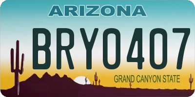 AZ license plate BRY0407