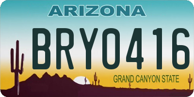 AZ license plate BRY0416