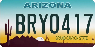 AZ license plate BRY0417