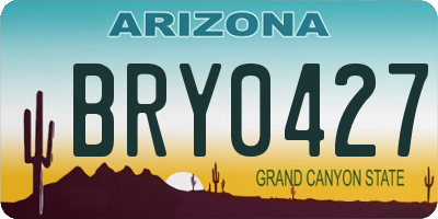 AZ license plate BRY0427