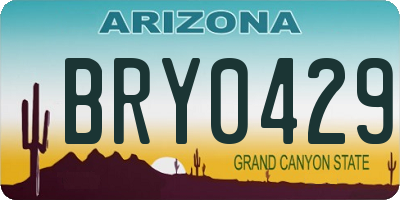 AZ license plate BRY0429