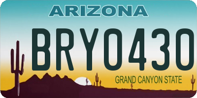 AZ license plate BRY0430