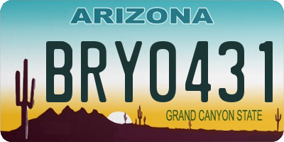 AZ license plate BRY0431