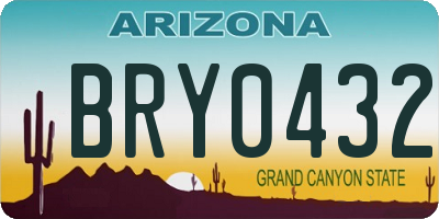 AZ license plate BRY0432