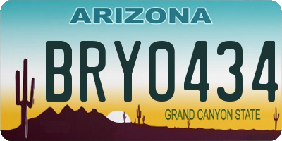 AZ license plate BRY0434