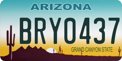 AZ license plate BRY0437