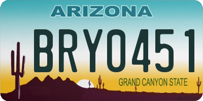 AZ license plate BRY0451
