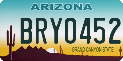 AZ license plate BRY0452