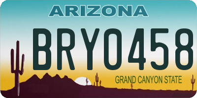 AZ license plate BRY0458