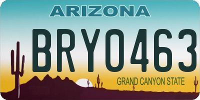 AZ license plate BRY0463