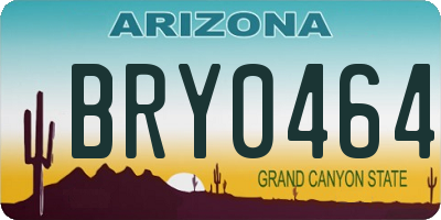 AZ license plate BRY0464