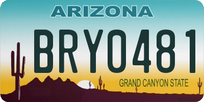 AZ license plate BRY0481
