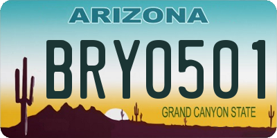AZ license plate BRY0501